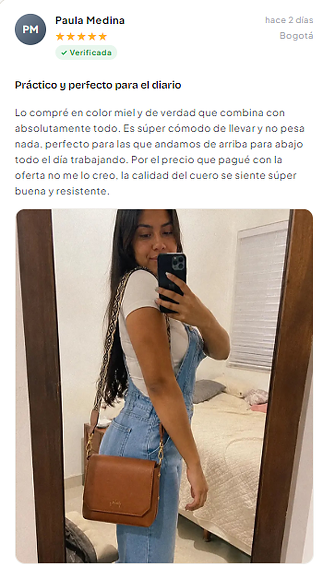 Reseña de Paula Medina de Bogotá sobre el carriel Dakota